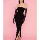 Sofia Black Mesh Strapless Maxi Dress - Endless - UAE Rental and Resale for Women's Fashion