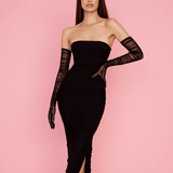 Sofia Black Mesh Strapless Maxi Dress - Endless - UAE Rental and Resale for Women's Fashion