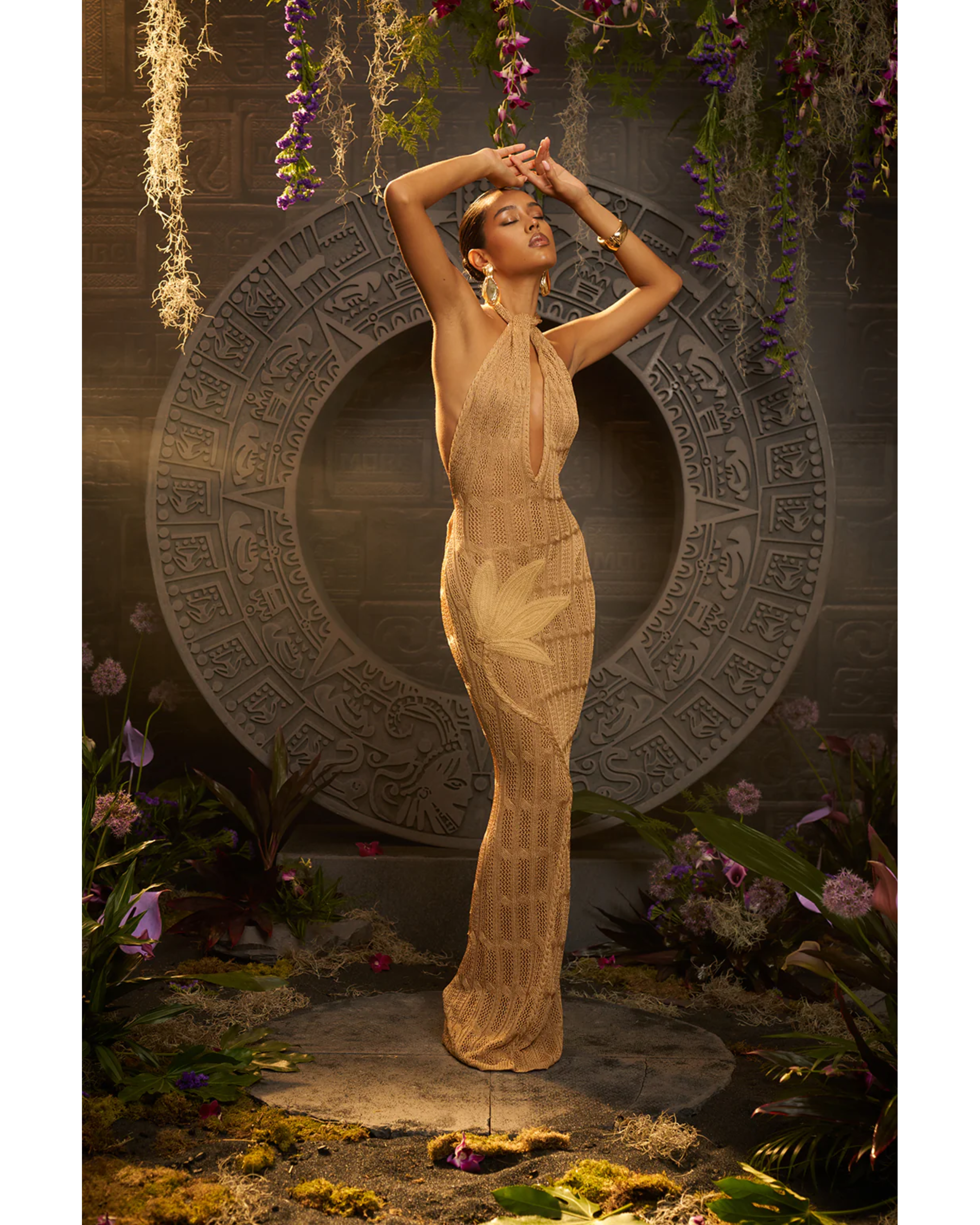 Soleil Halter Knitted Maxi Dress - Endless - UAE Rental and Resale for Women's Fashion