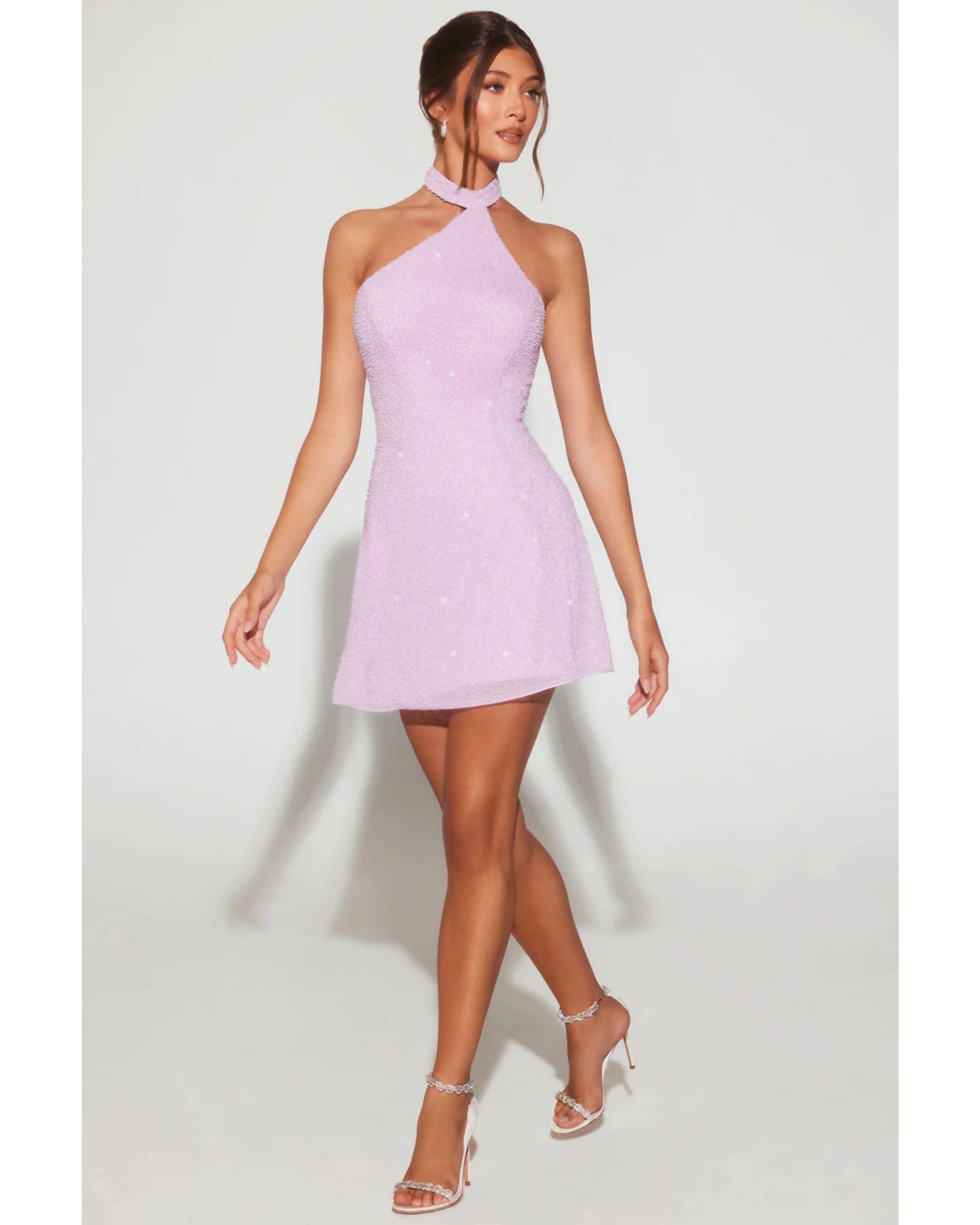 Sorrento Embellished Asymmetric Neck A-Line Mini Dress - Endless - UAE Rental and Resale for Women's Fashion