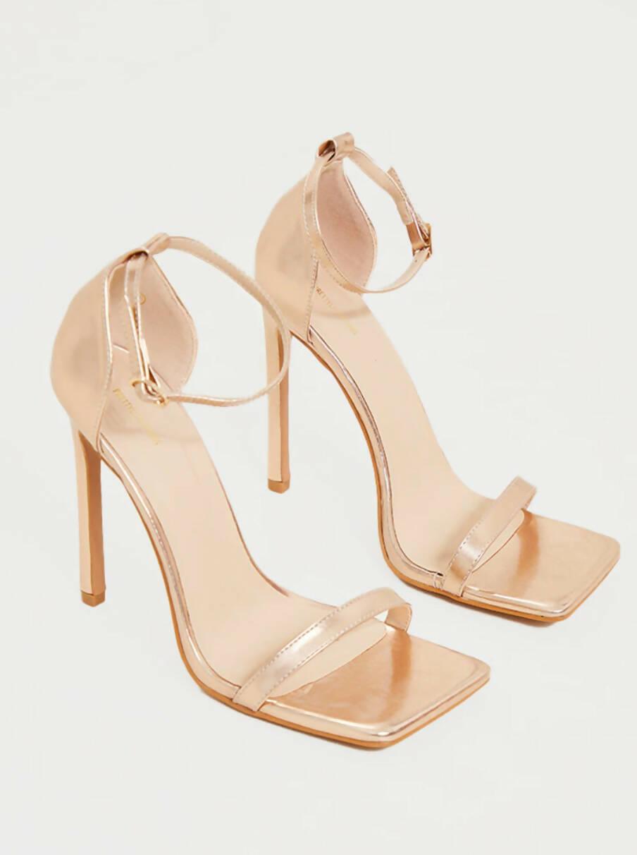 Square Toe Barely There Strappy High Heels - Endless