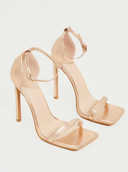 Square Toe Barely There Strappy High Heels - Endless