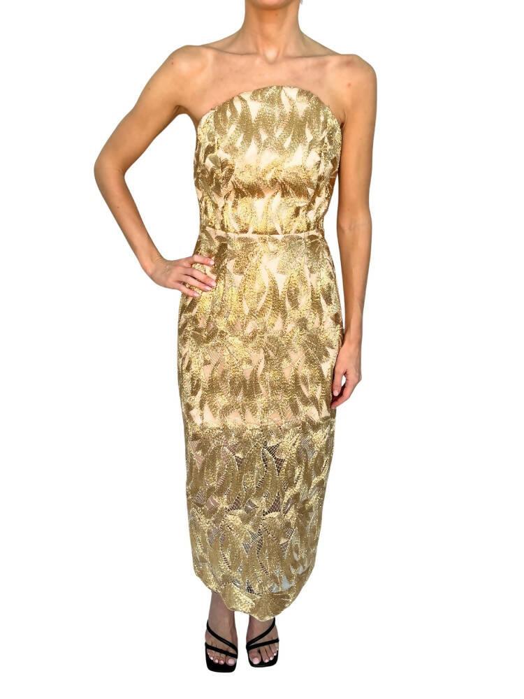 Strapless Gold Midi Dress - Endless