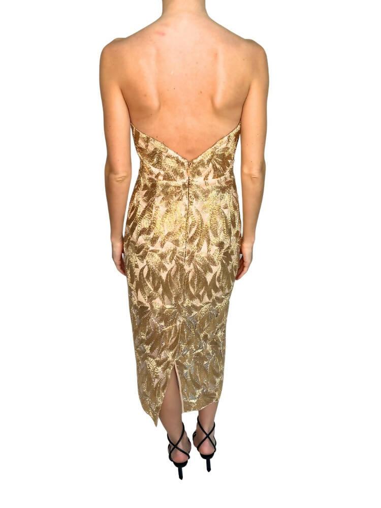 Strapless Gold Midi Dress - Endless