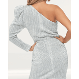 Structured One Shoulder Sequin Mini Dress - Endless - UAE Rental and Resale for Women's Fashion