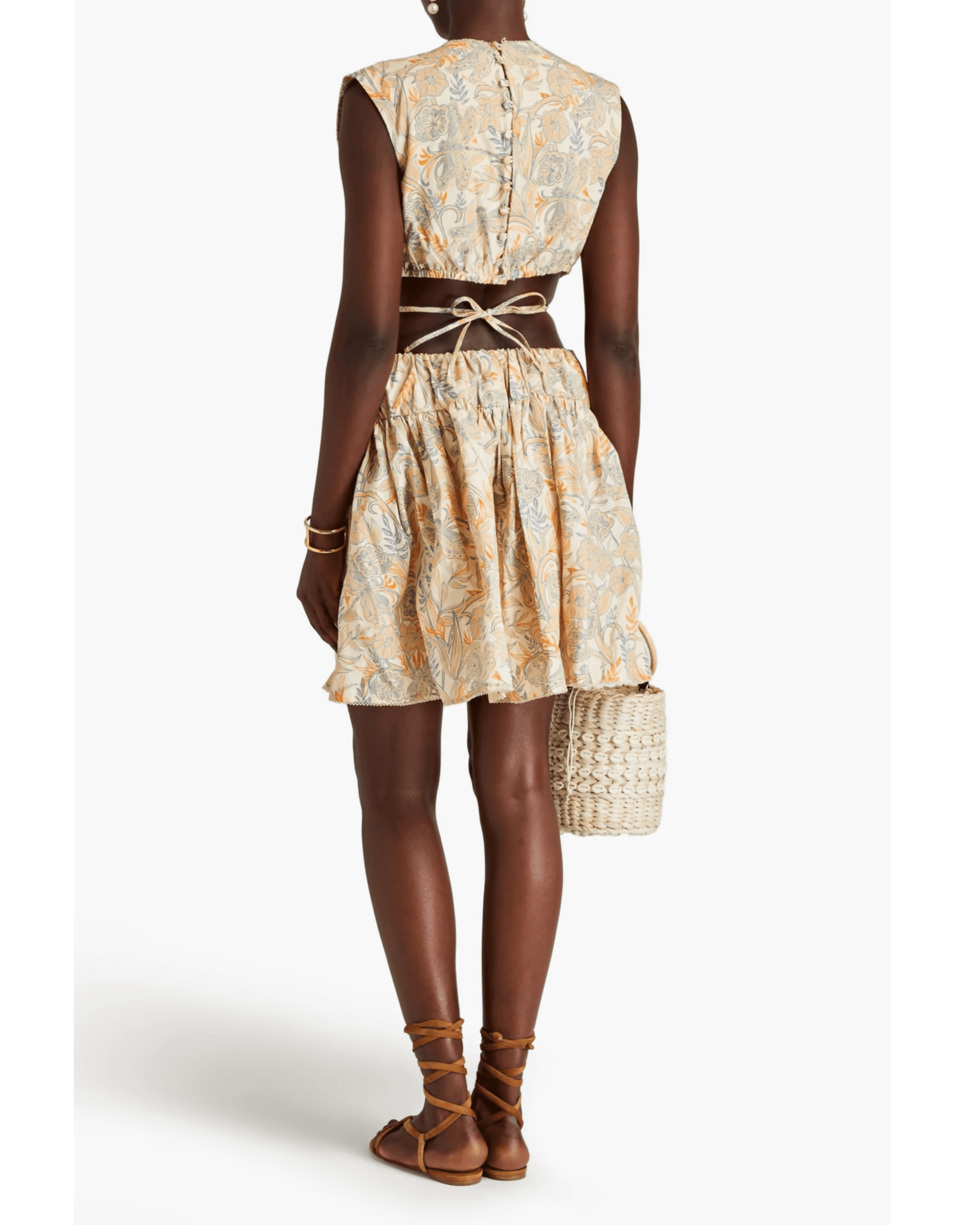 Sucre Cutout Printed Cotton-Poplin Mini Dress - Endless - UAE Rental and Resale for Women's Fashion