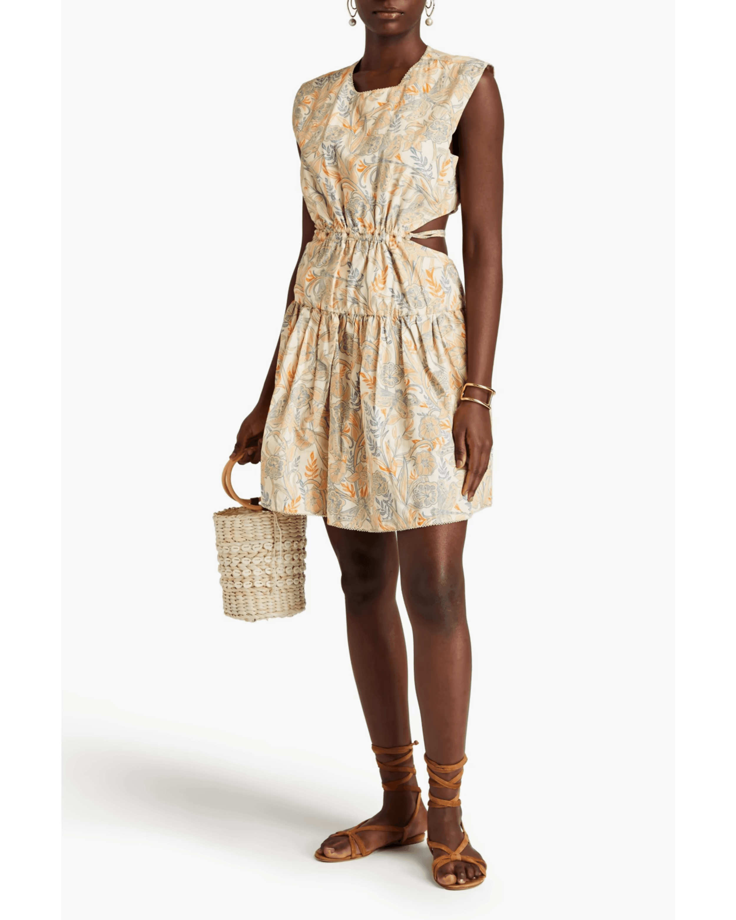 Sucre Cutout Printed Cotton-Poplin Mini Dress - Endless - UAE Rental and Resale for Women's Fashion