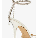 Saeda 100 cream satin sandal with crystal-embellished ankle strap — Jimmy Choo | Endless UAE