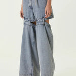 Ashton Cut-out Jeans in light blue denim with strategic knee and thigh cutouts — Attico | Endless UAE