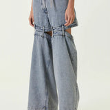 Ashton Cut-out Jeans in light blue denim with strategic knee and thigh cutouts — Attico | Endless UAE
