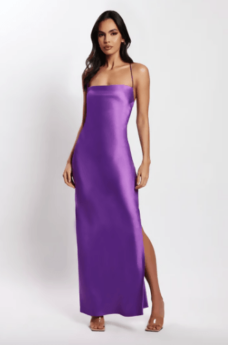 Sydney Straight Neck Slip Maxi Dress in Purple - Endless