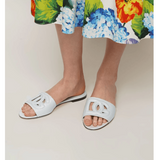 Dg White Leather Sandals