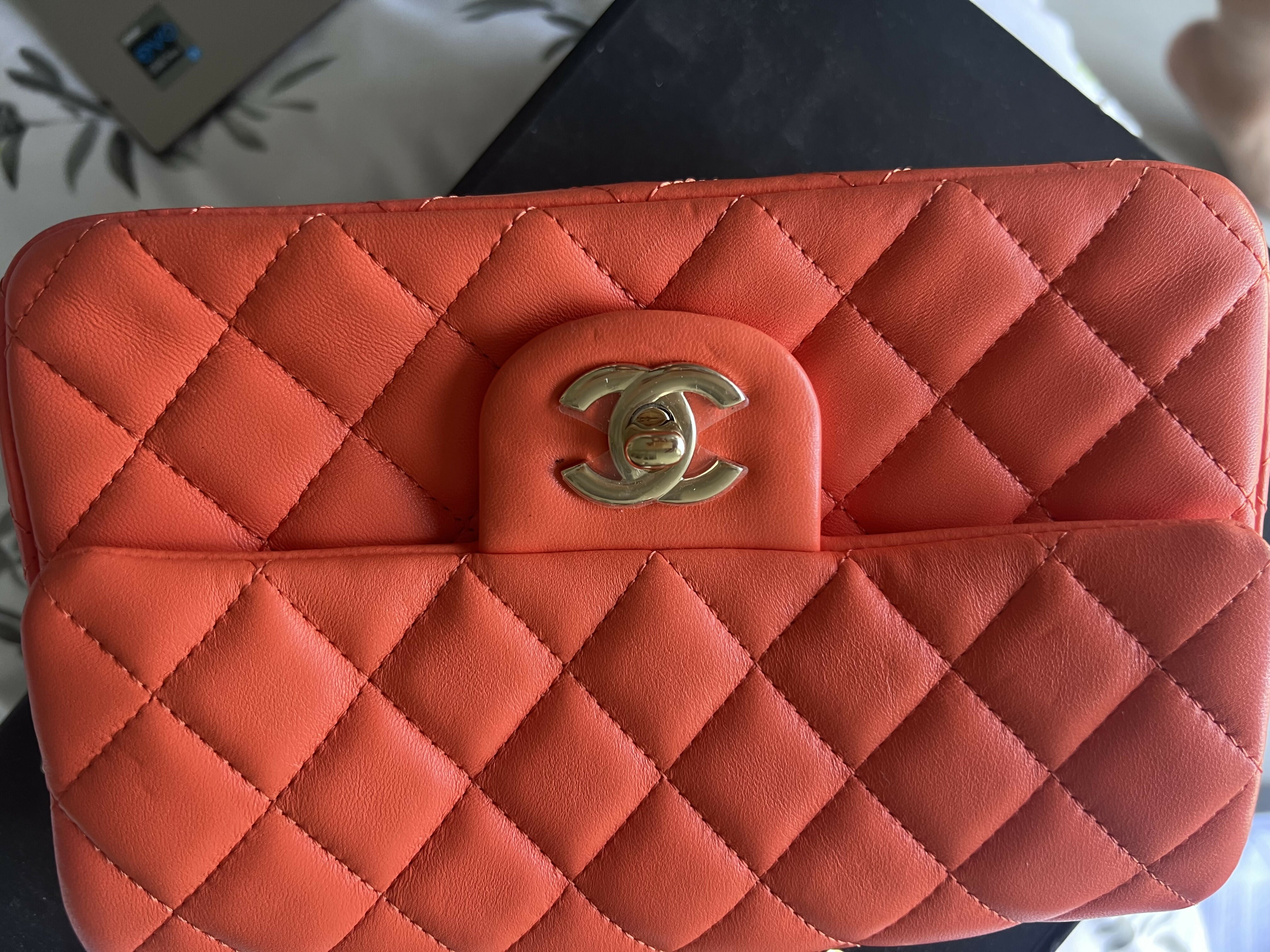 Coral quilted lambskin mini classic handbag with gold CC logo — Chanel | Endless UAE
