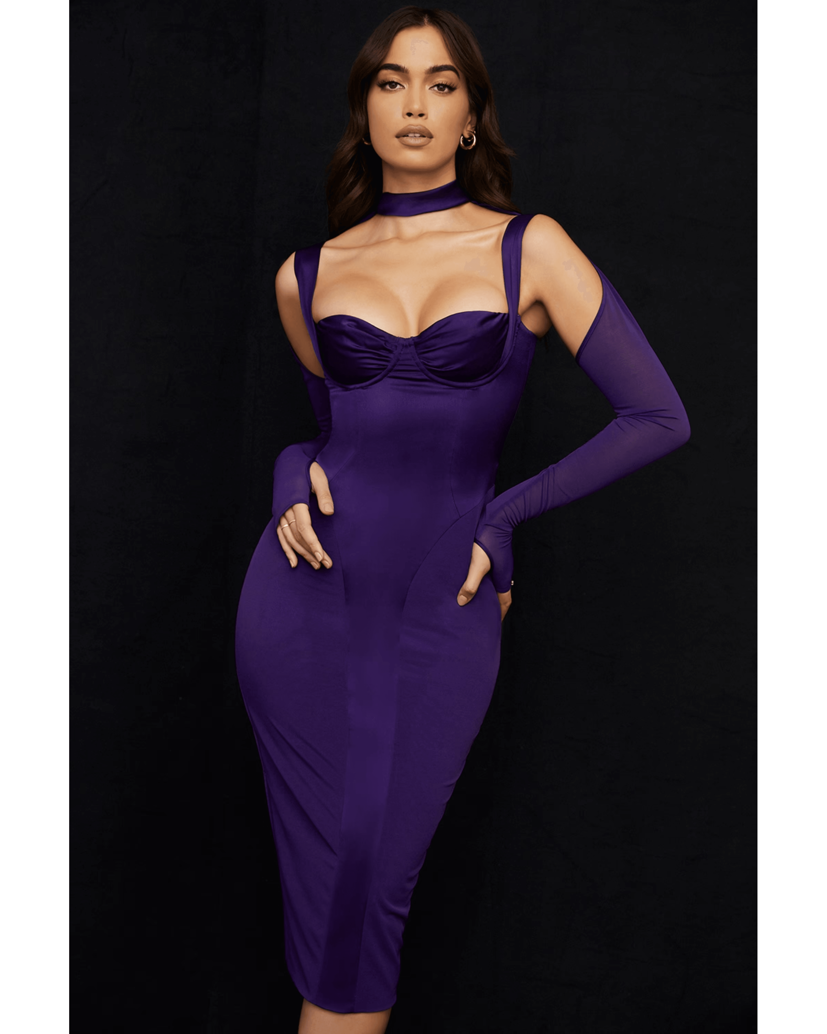 Talika Grape Corset Midi Dress - Endless - UAE Rental and Resale for Women's Fashion