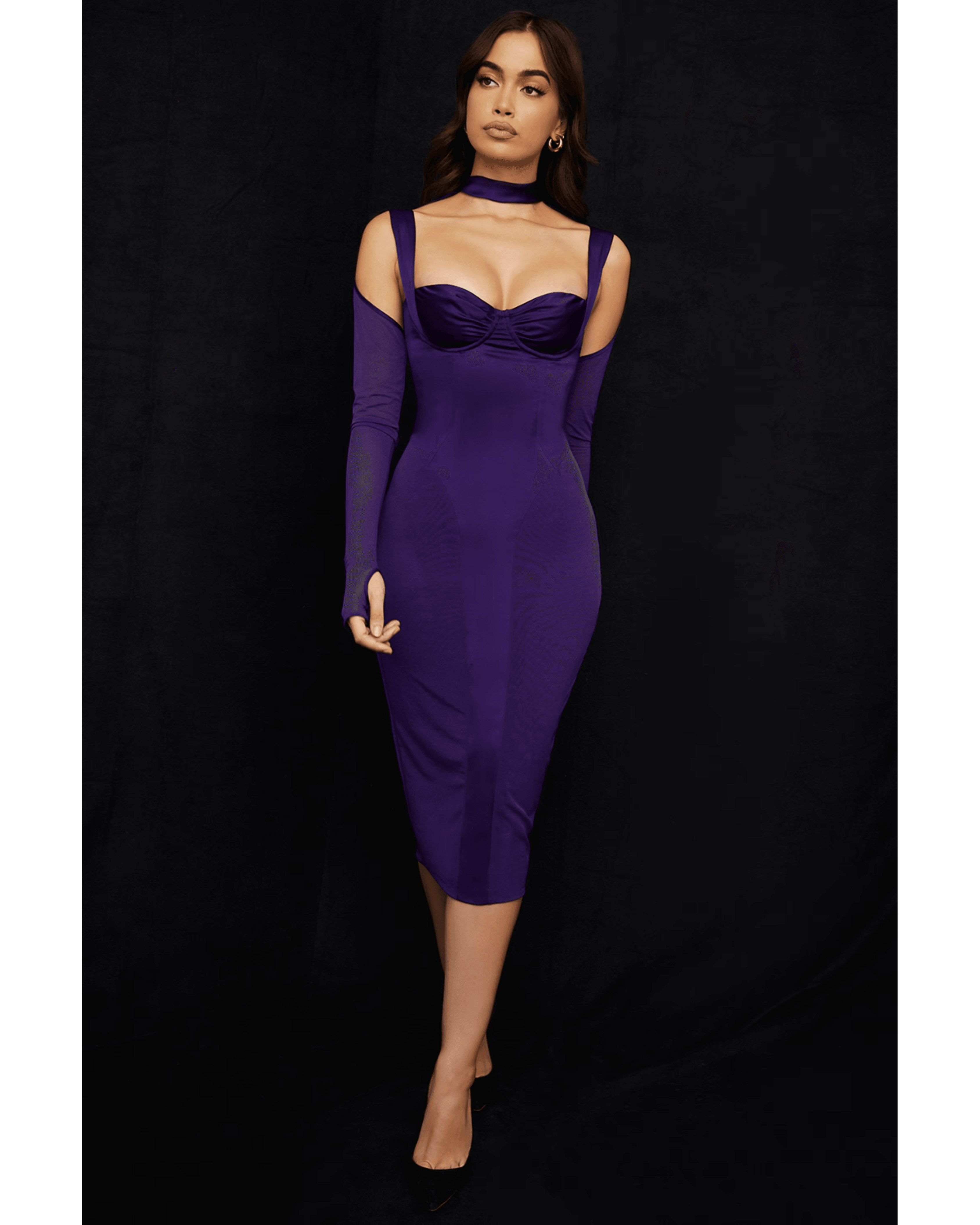 Talika Grape Corset Midi Dress - Endless - UAE Rental and Resale for Women's Fashion