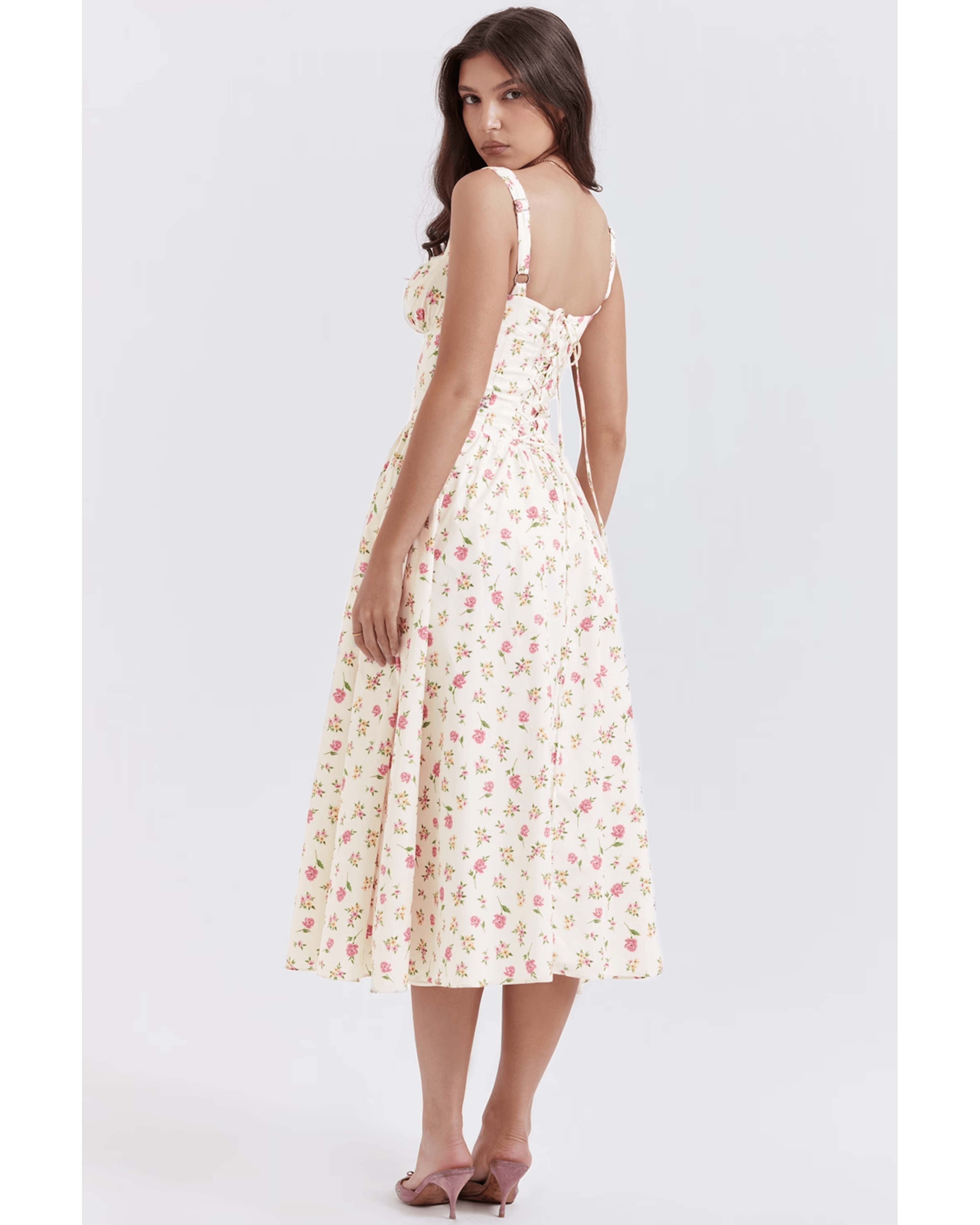 Tatiana Rose Print Midi Sundress - Endless - UAE Rental and Resale for Women's Fashion
