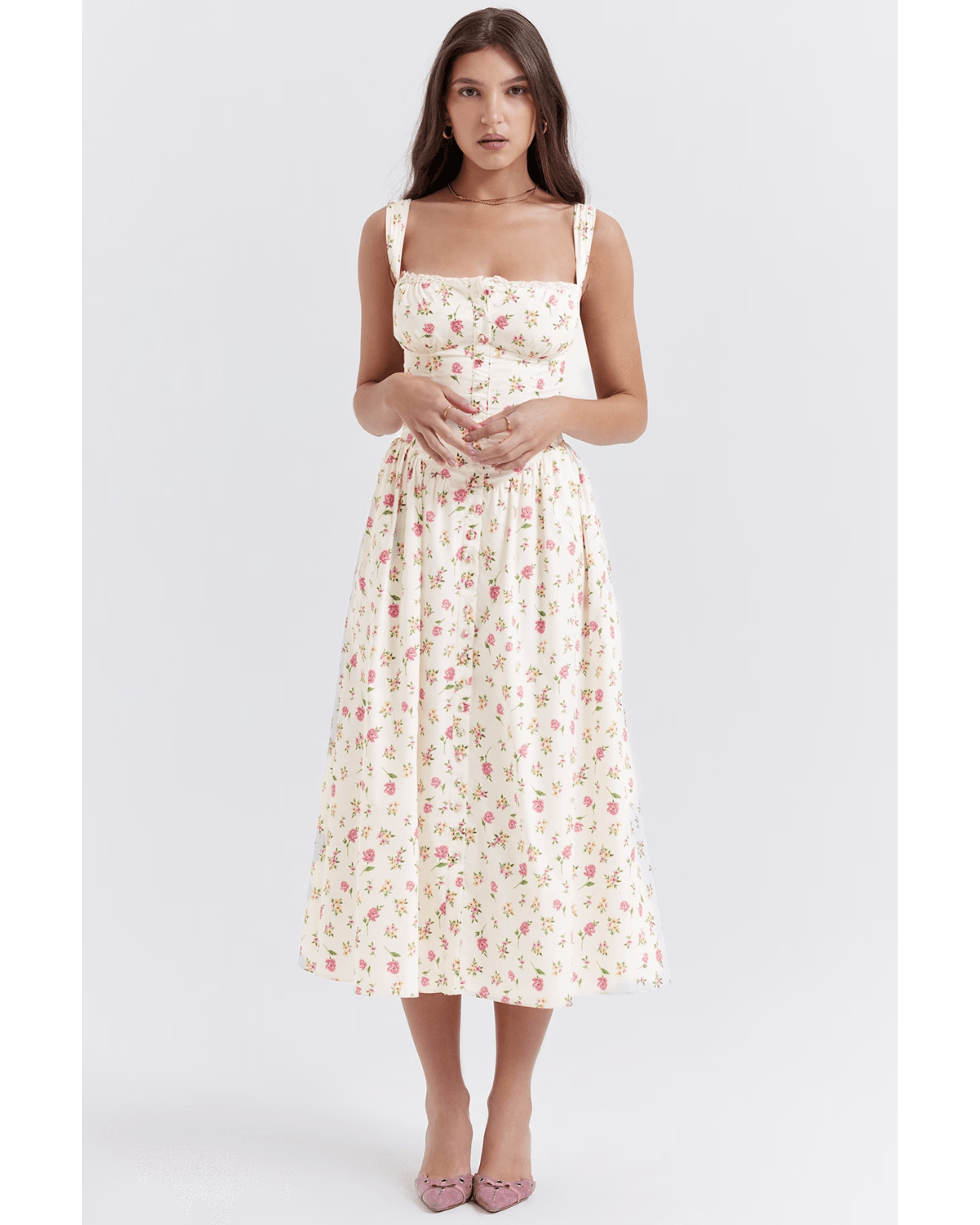 Tatiana Rose Print Midi Sundress - Endless - UAE Rental and Resale for Women's Fashion