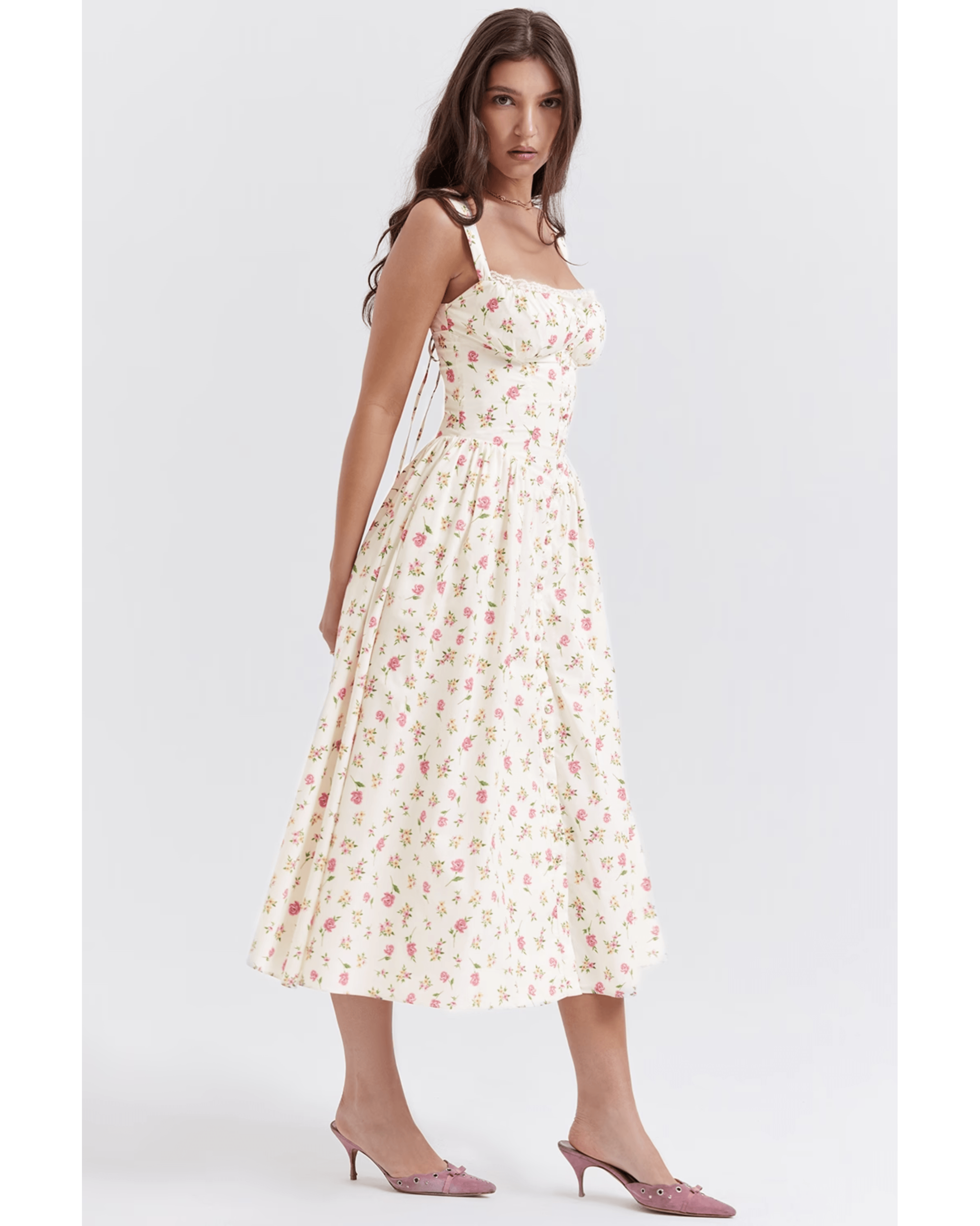 Tatiana Rose Print Midi Sundress - Endless - UAE Rental and Resale for Women's Fashion
