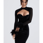 Thalia Black Velvet Corset Maxi Dress - Endless - UAE Rental and Resale for Women's Fashion