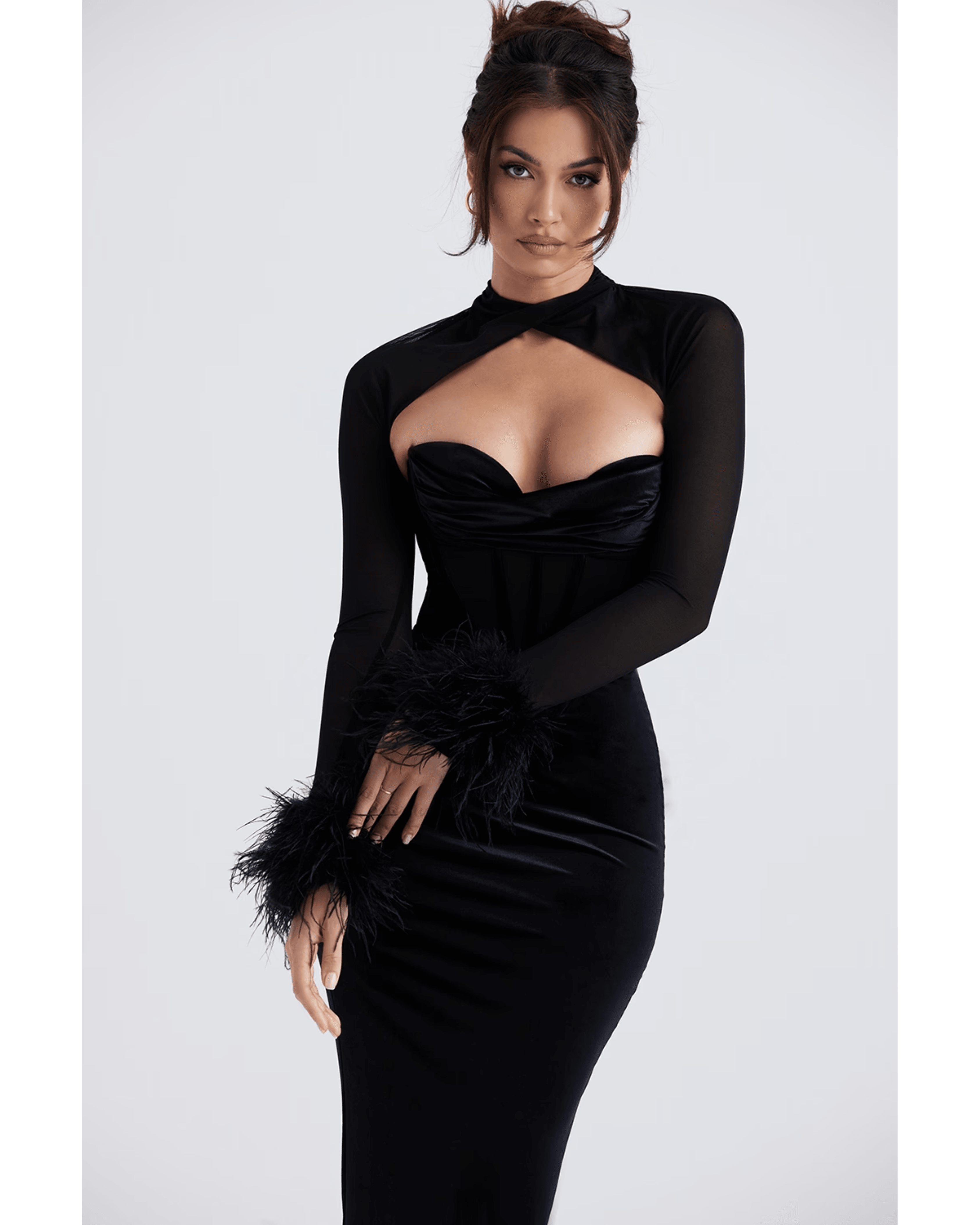 Thalia Black Velvet Corset Maxi Dress - Endless - UAE Rental and Resale for Women's Fashion