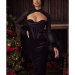 Thalia Black Velvet Corset Maxi Dress - Endless - UAE Rental and Resale for Women's Fashion