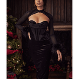 Thalia Black Velvet Corset Maxi Dress - Endless - UAE Rental and Resale for Women's Fashion