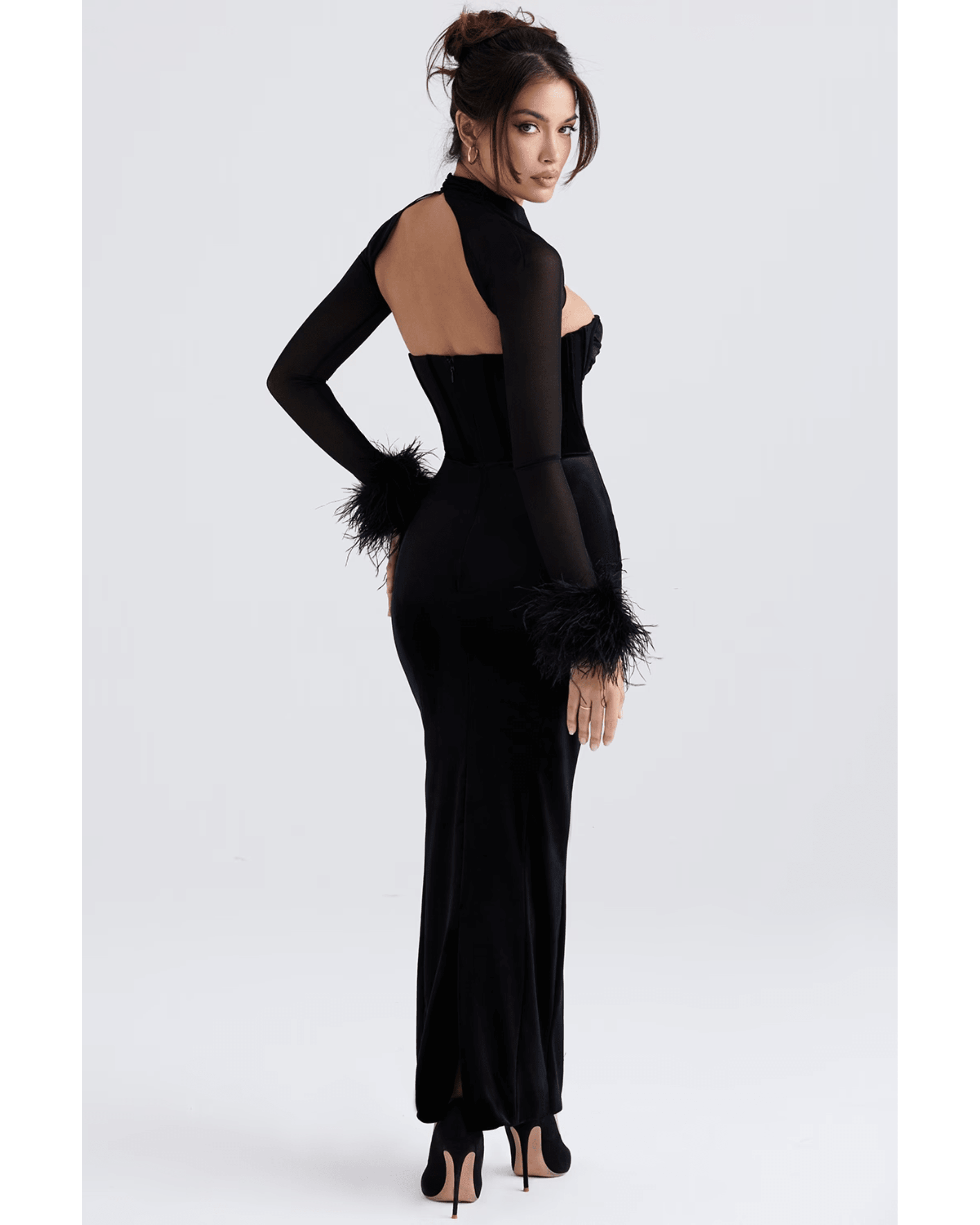 Thalia Black Velvet Corset Maxi Dress - Endless - UAE Rental and Resale for Women's Fashion