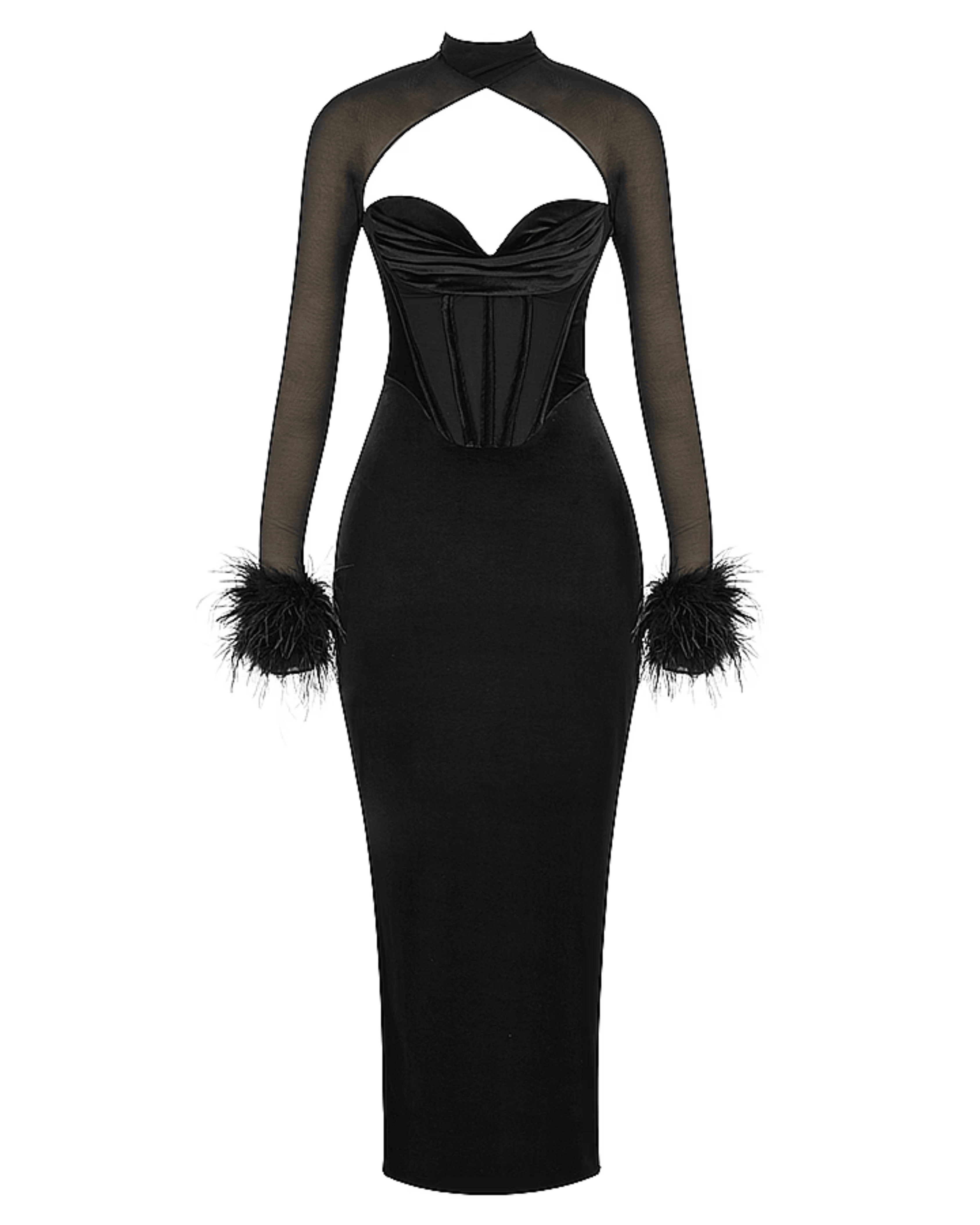 Thalia Black Velvet Corset Maxi Dress - Endless - UAE Rental and Resale for Women's Fashion
