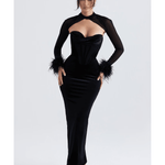 Thalia Black Velvet Corset Maxi Dress - Endless - UAE Rental and Resale for Women's Fashion