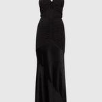 Thalia Fitted Plunge Neck Satin Maxi Dress - Endless - UAE Rental and Resale for Women's Fashion