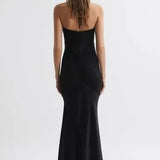 Thalia Fitted Plunge Neck Satin Maxi Dress - Endless - UAE Rental and Resale for Women's Fashion