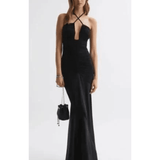 Thalia Fitted Plunge Neck Satin Maxi Dress - Endless - UAE Rental and Resale for Women's Fashion