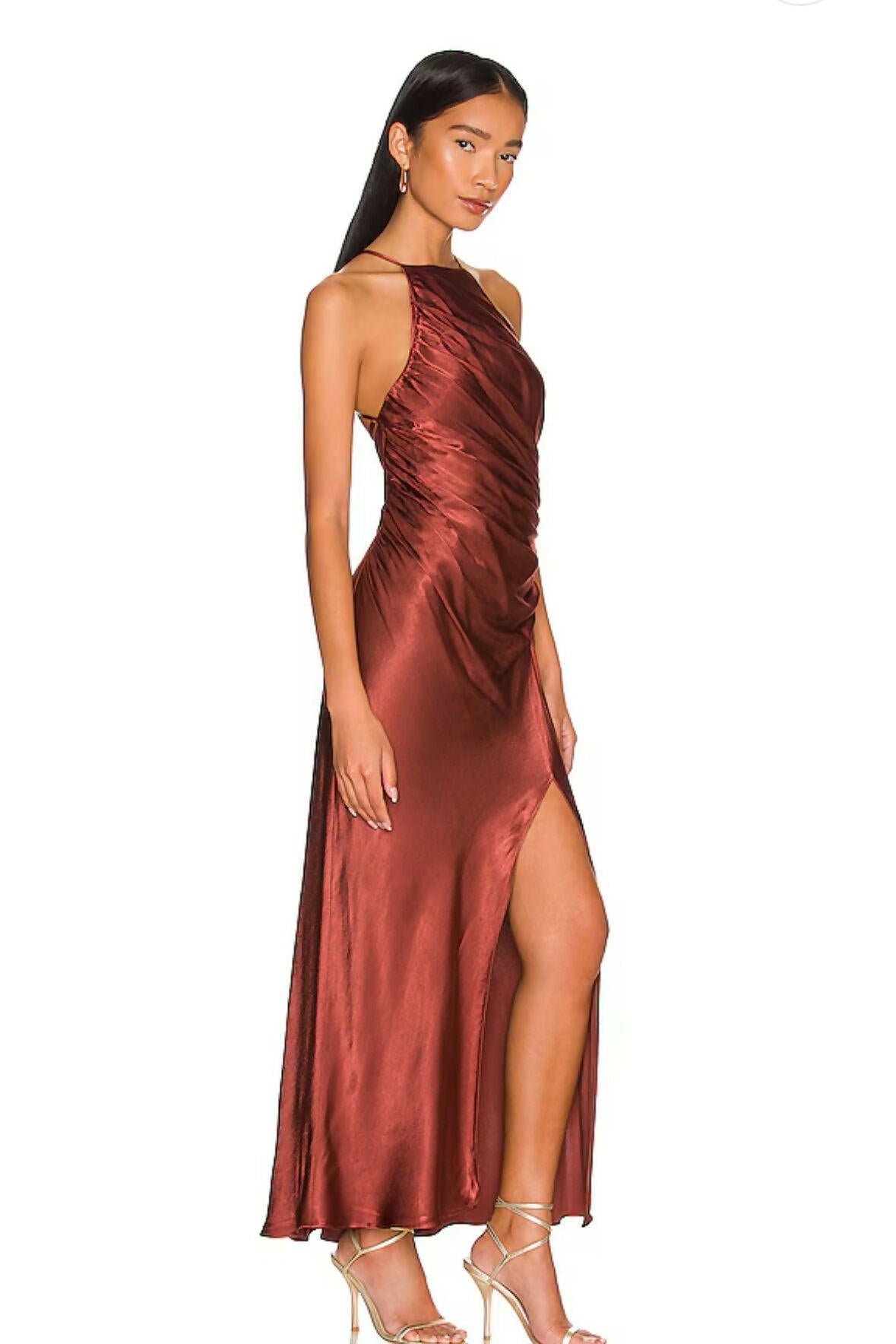 Thalia Gathered Square Neck Bias Midi Dress - Endless - UAE Rental and Resale for Women's Fashion