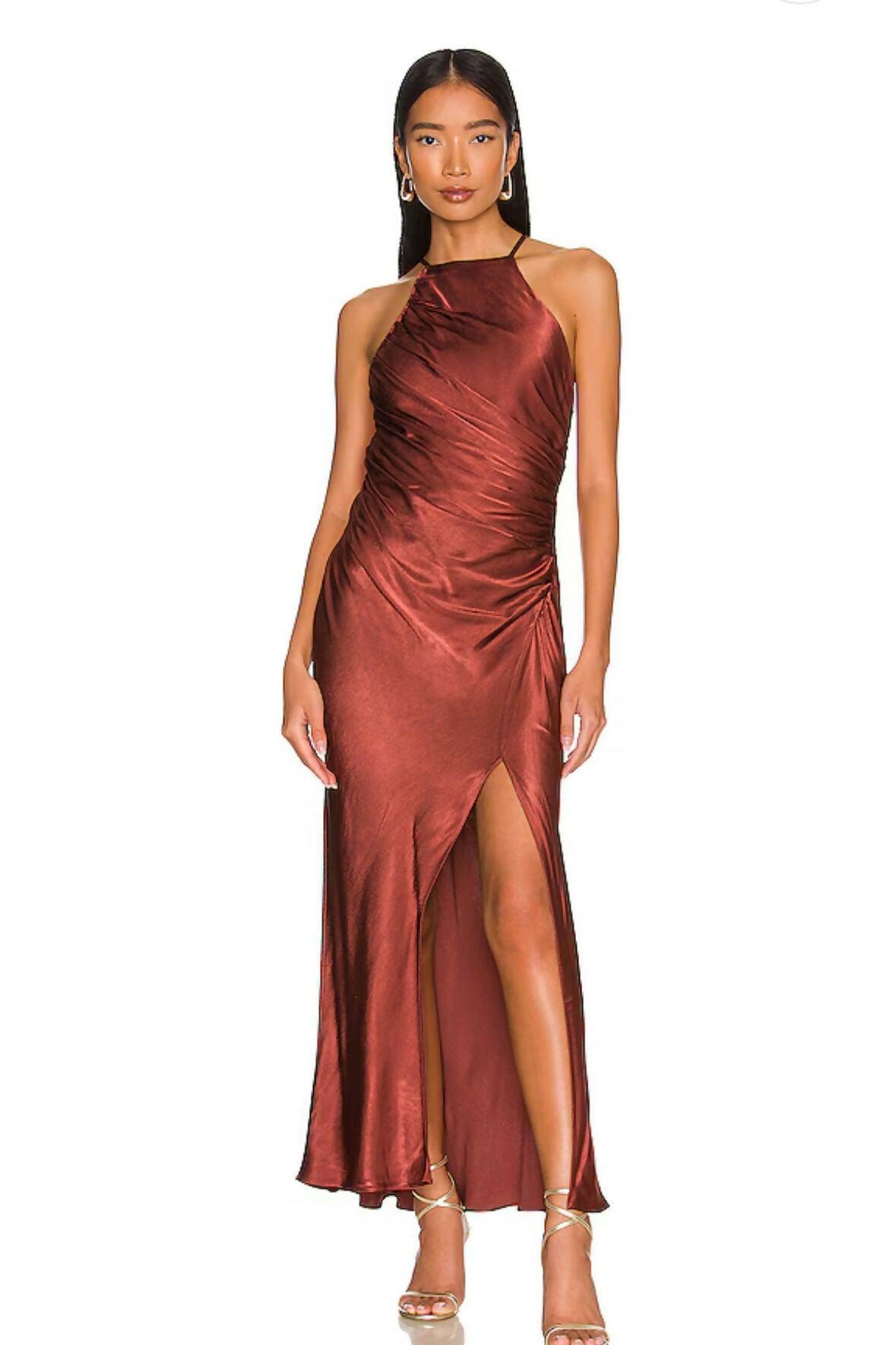 Thalia Gathered Square Neck Bias Midi Dress - Endless - UAE Rental and Resale for Women's Fashion
