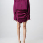 Magenta Hatty Mini Shirt Dress with button-front closure and ruched skirt detail — The Attico | Endless UAE