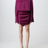 Magenta Hatty Mini Shirt Dress with button-front closure and ruched skirt detail — The Attico | Endless UAE