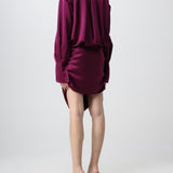 Magenta Hatty Mini Shirt Dress with button-front closure and ruched skirt detail — The Attico | Endless UAE
