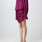 Magenta Hatty Mini Shirt Dress with button-front closure and ruched skirt detail — The Attico | Endless UAE