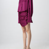 Magenta Hatty Mini Shirt Dress with button-front closure and ruched skirt detail — The Attico | Endless UAE