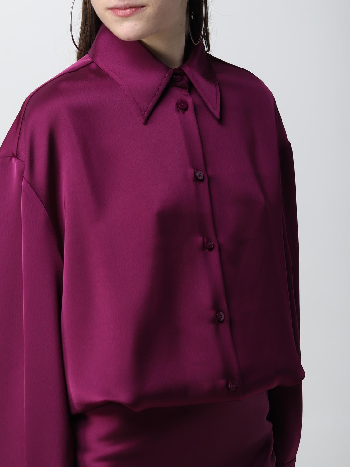 Magenta Hatty Mini Shirt Dress with button-front closure and ruched skirt detail — The Attico | Endless UAE