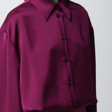 Magenta Hatty Mini Shirt Dress with button-front closure and ruched skirt detail — The Attico | Endless UAE