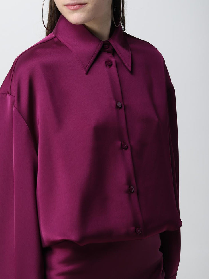 Magenta Hatty Mini Shirt Dress with button-front closure and ruched skirt detail — The Attico | Endless UAE