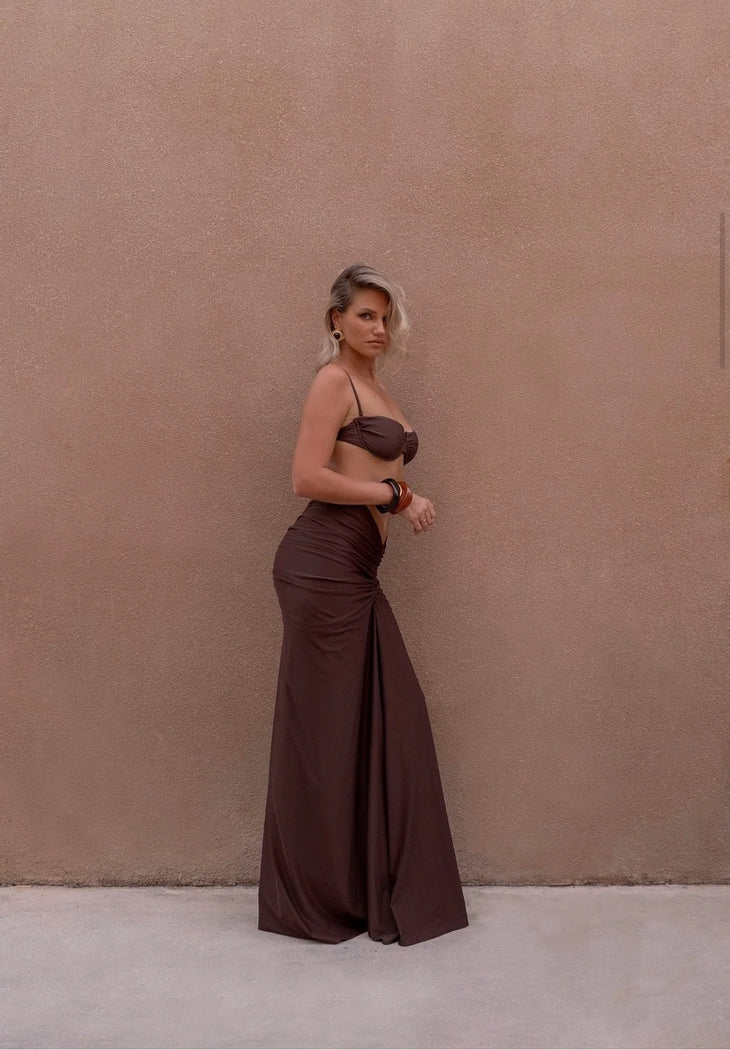 The Monaco Maxi Skirt in Espresso — Melissa Phair | Endless UAE