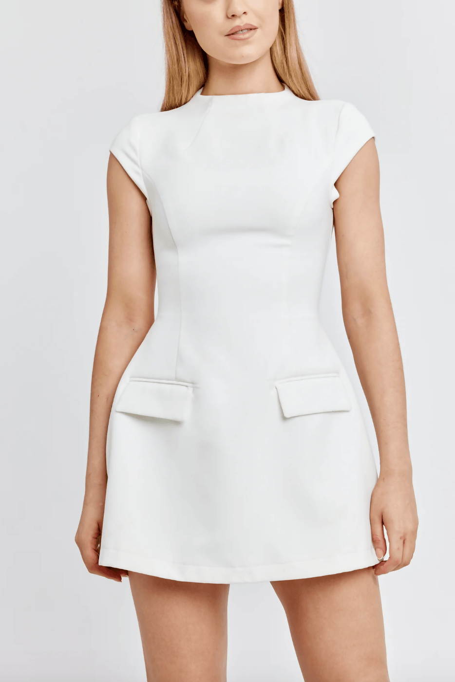 The Ultimate Muse Cap Sleeve Mini Dress in White - Endless - UAE Rental and Resale for Women's Fashion