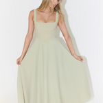 The Ultimate Muse High Waist Square Neck Midi Dress in Sage - Endless - UAE Rental and Resale for Women's Fashion