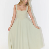 The Ultimate Muse High Waist Square Neck Midi Dress in Sage - Endless - UAE Rental and Resale for Women's Fashion