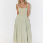 The Ultimate Muse High Waist Square Neck Midi Dress in Sage - Endless - UAE Rental and Resale for Women's Fashion