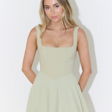 The Ultimate Muse High Waist Square Neck Midi Dress in Sage - Endless - UAE Rental and Resale for Women's Fashion