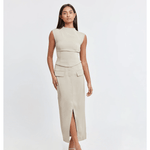 The Ultimate Muse Midi Top & Skirt Co-ord in Taupe - Endless - UAE Rental and Resale for Women's Fashion