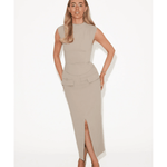 The Ultimate Muse Midi Top & Skirt Co-ord in Taupe - Endless - UAE Rental and Resale for Women's Fashion